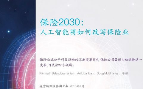 麦肯锡：保险2030，人工智能将如何改写保险业