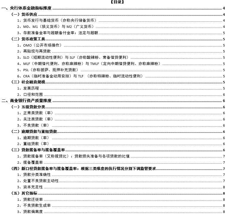 中国金融体系主要指标大全及释义（金融研究必备）