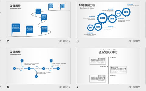 PPT实用模板 | 时间轴、公司发展历程PPT模板<span style="color:#D80000">（95套）</span>