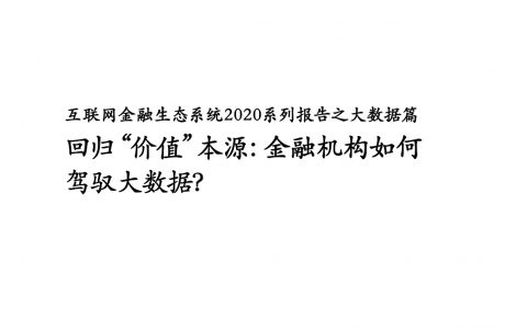 互联网金融生态系统2020系列报告之大数据篇：回归“价值”本源：金融机构如何驾驭大数据？