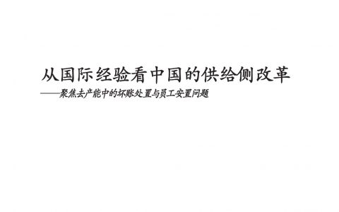 从国际经验看中国的供给侧改革——聚焦去产能中的坏账处置与员工安置问题