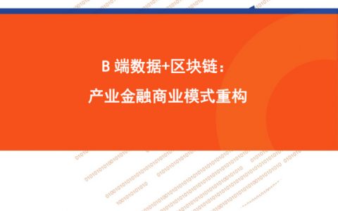 B端数据 区块链：产业金融商业模式重构