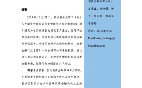 金融行业研究报告：担保机构如何参与消费金融市场